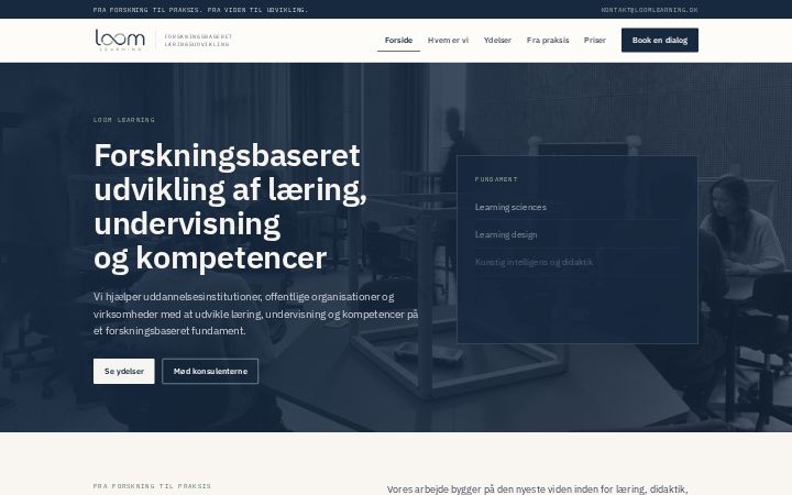 Screenshot of loomlearning.dk